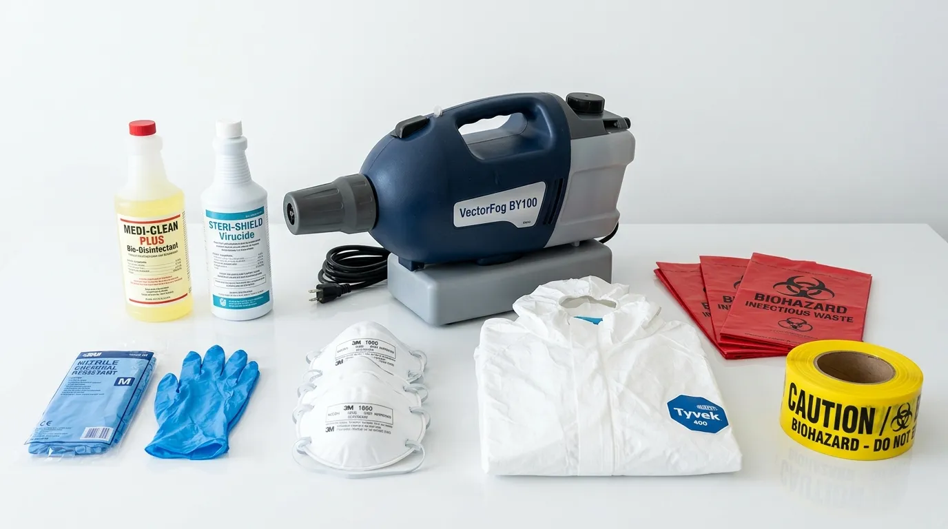 Professional biohazard remediation crew working in Countryside